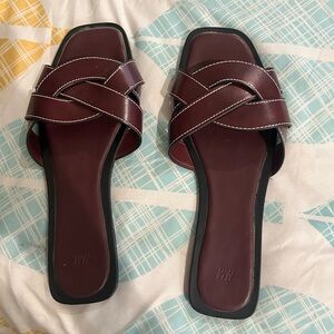 H&M Burgundy Crisscross Sandals